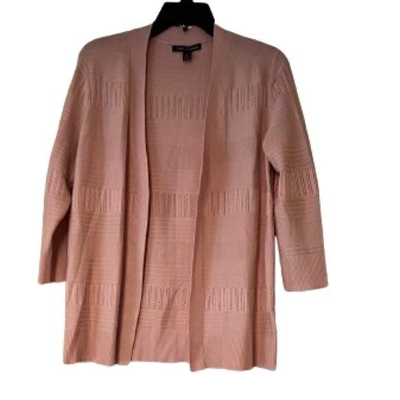 Cable & Gauge Dusty Pink Open Front Pointelle Cardigan - Medium - Picture 1 of 5
